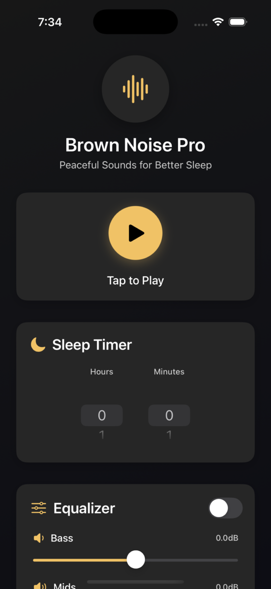 Brown Noise Pro app screenshot